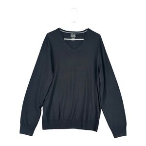 Jos. A Banks Men’s L Large Black 100% Merino‎ Wool V Neck Sweater Traveler’s